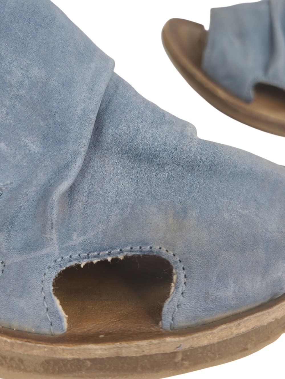 Miz Mooz Fizzy Blue Suede Women's Open-Toe Sandals Low Wedge Size 38/7.5 - Picture 10 of 16
